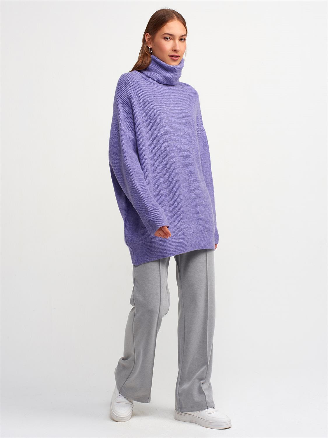 Turtleneck Wide Sweater Lavender / One Size ZEFASH