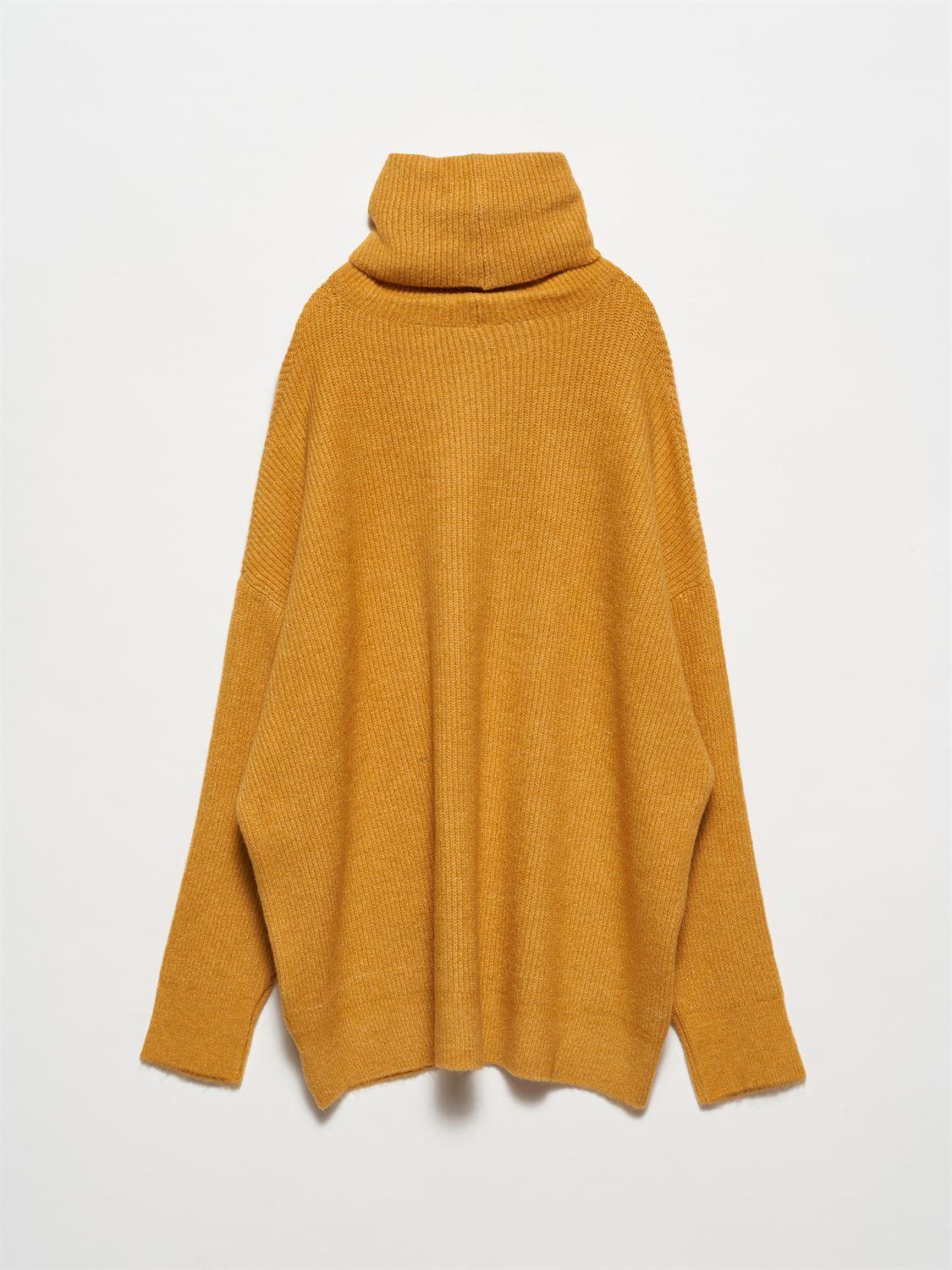 Turtleneck Wide Sweater Mustard / One Size ZEFASH