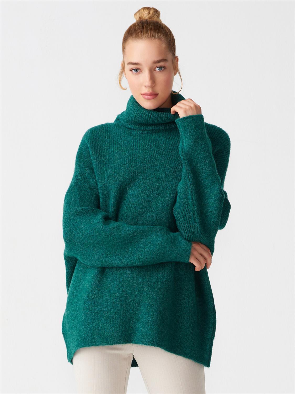 Turtleneck Wide Sweater ZEFASH