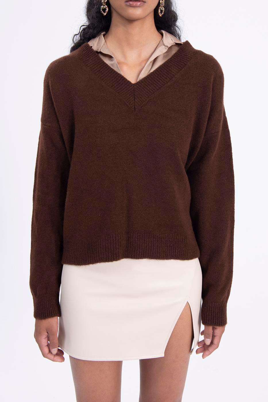 V-Neck Basic Sweater ZEFASH