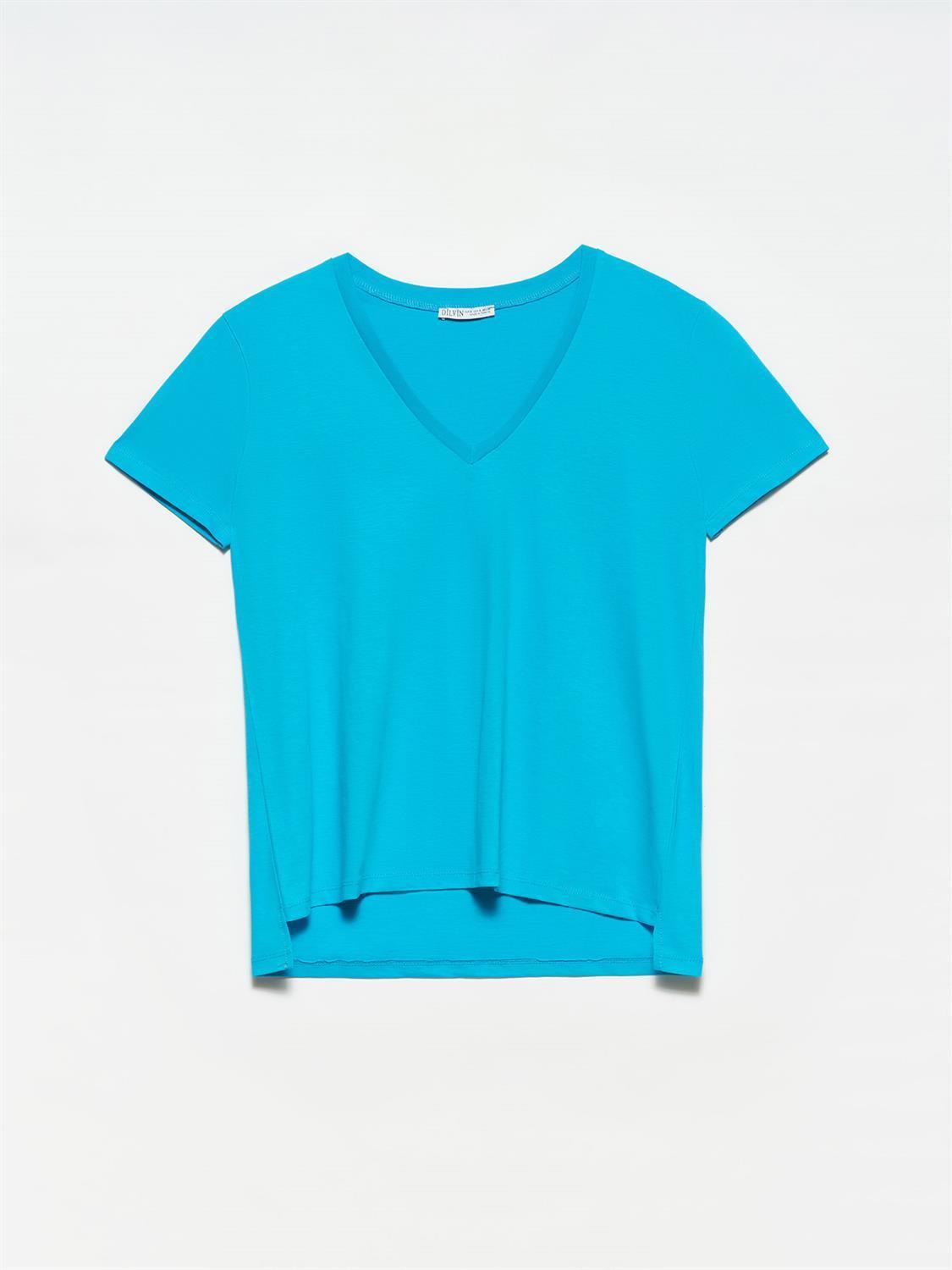 V-Neck Basic T-Shirt Blue / XS / 2 ZEFASH