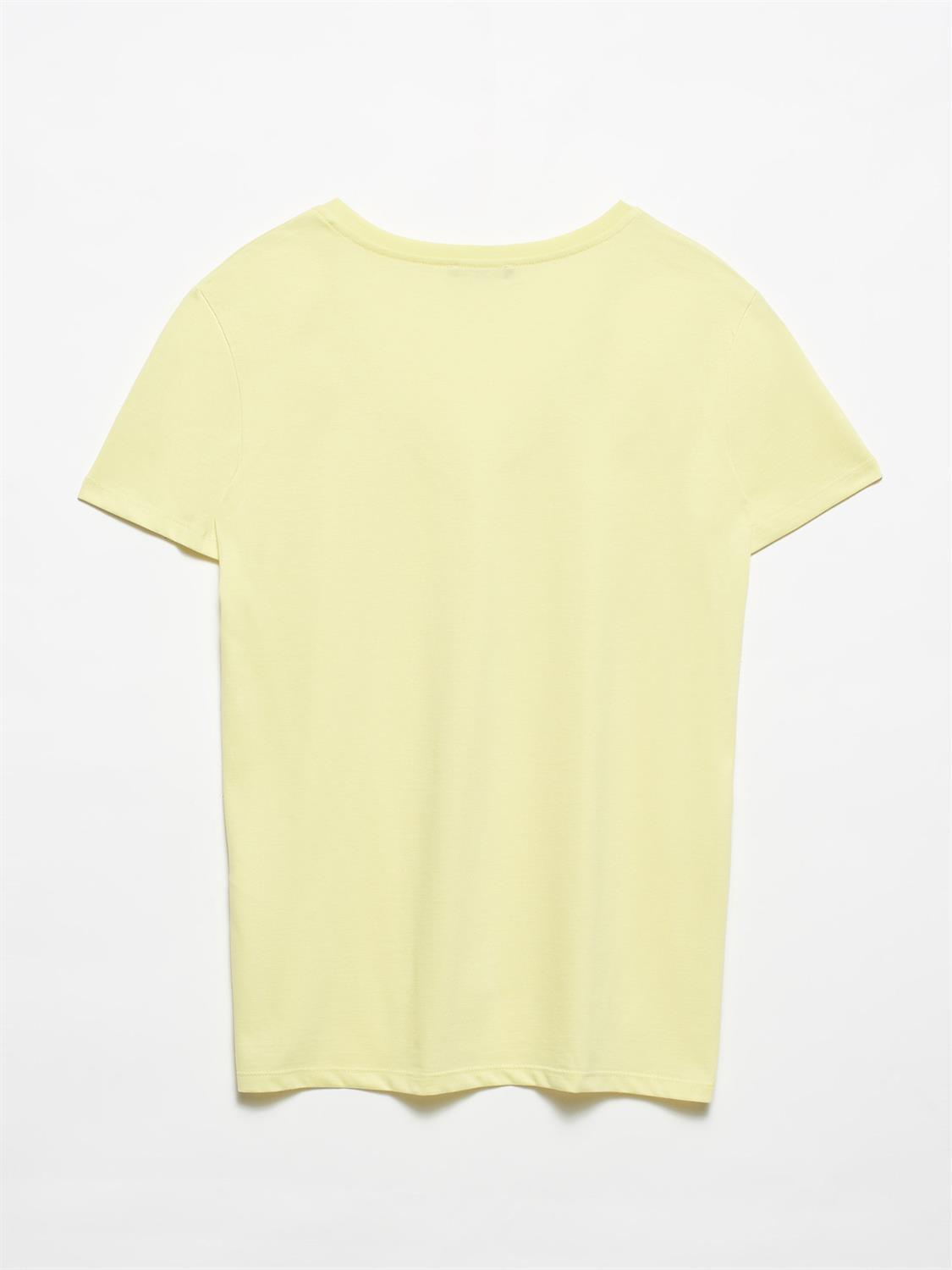 V-Neck Basic T-Shirt Light Yellow / XS / 2 ZEFASH