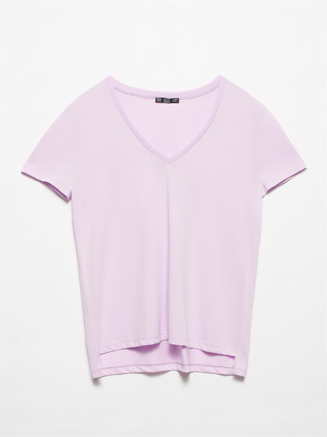 V-Neck Basic T-Shirt Lilac / XS / 2 ZEFASH