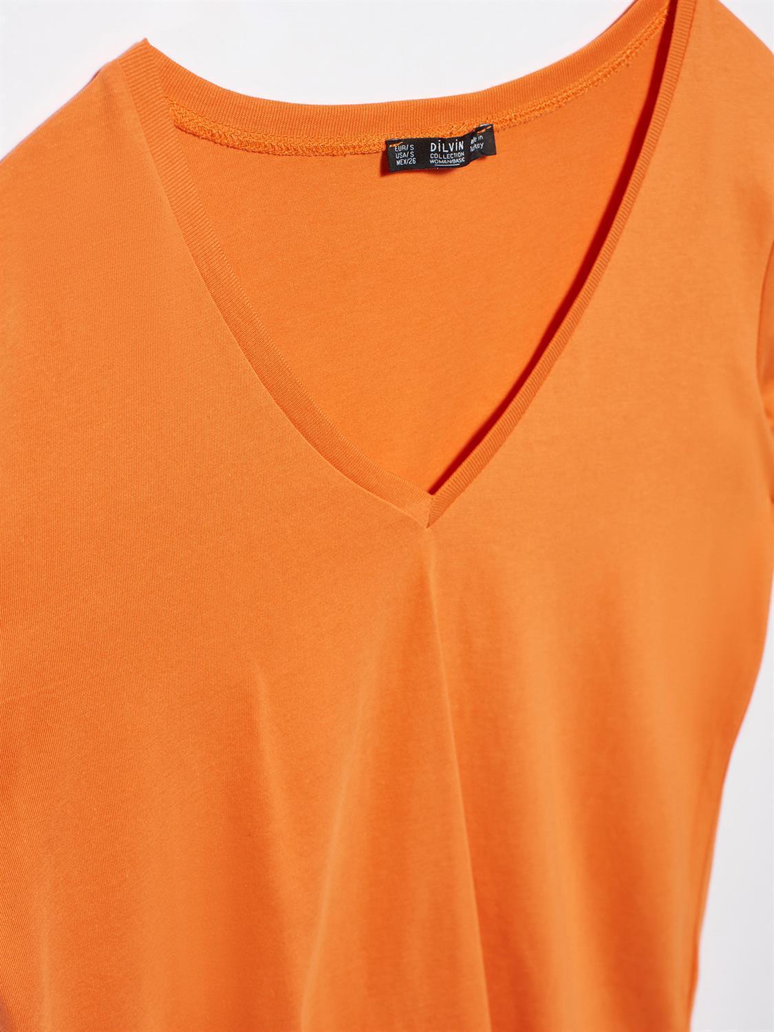 V-Neck Basic T-Shirt Orange / XS / 2 ZEFASH