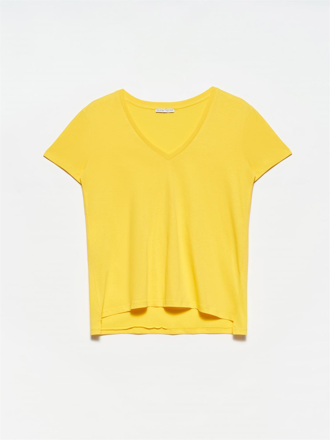 V-Neck Basic T-Shirt Yellow / XS / 2 ZEFASH