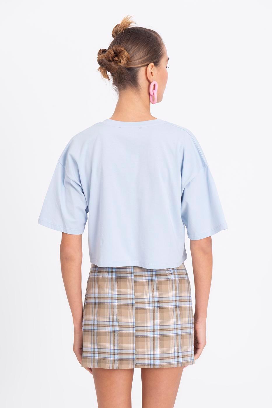 V-Neck Short Sleeve Crop T-Shirt ZEFASH