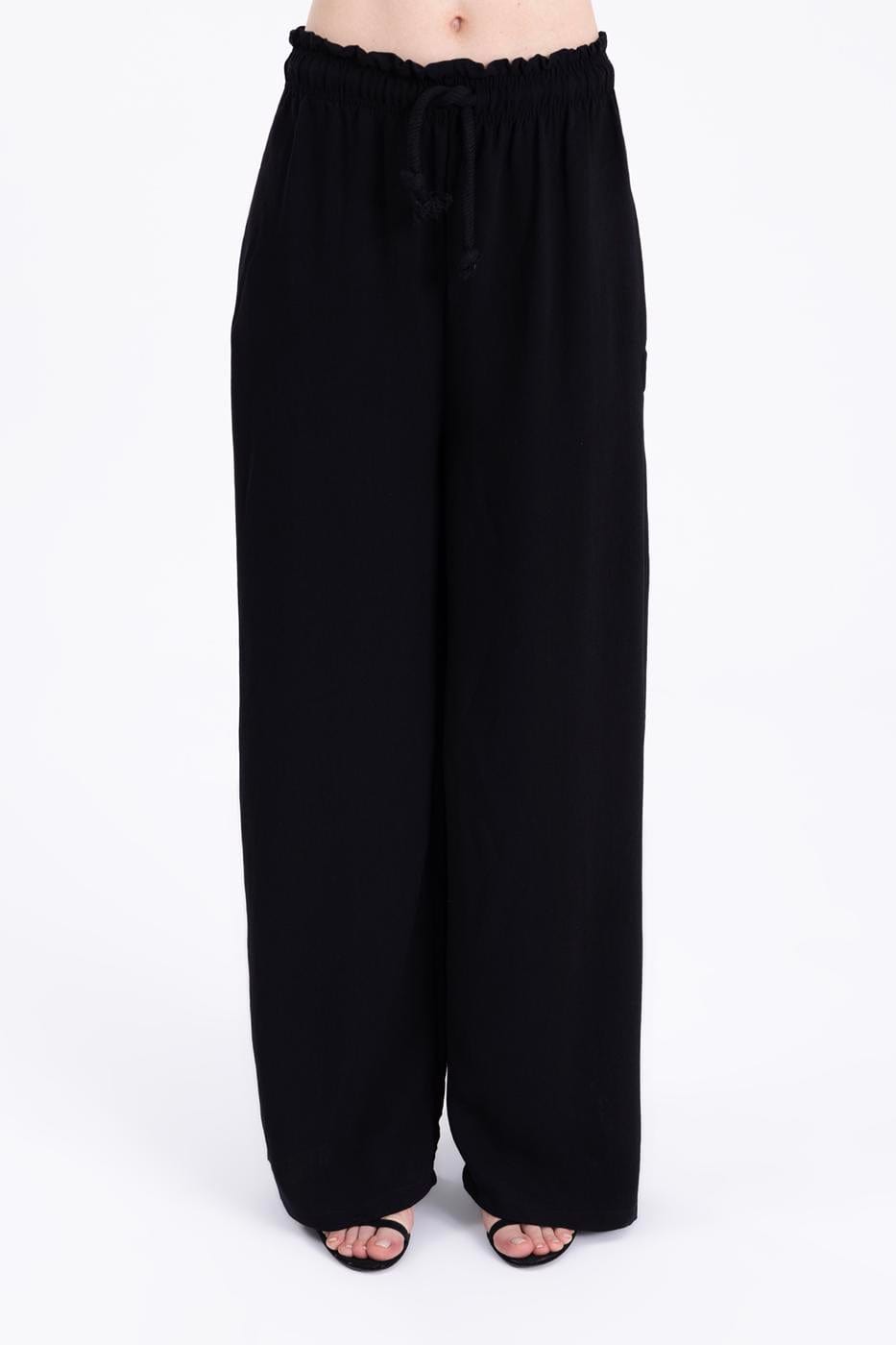 Wide Trousers With Elastic Waist Detail ZEFASH