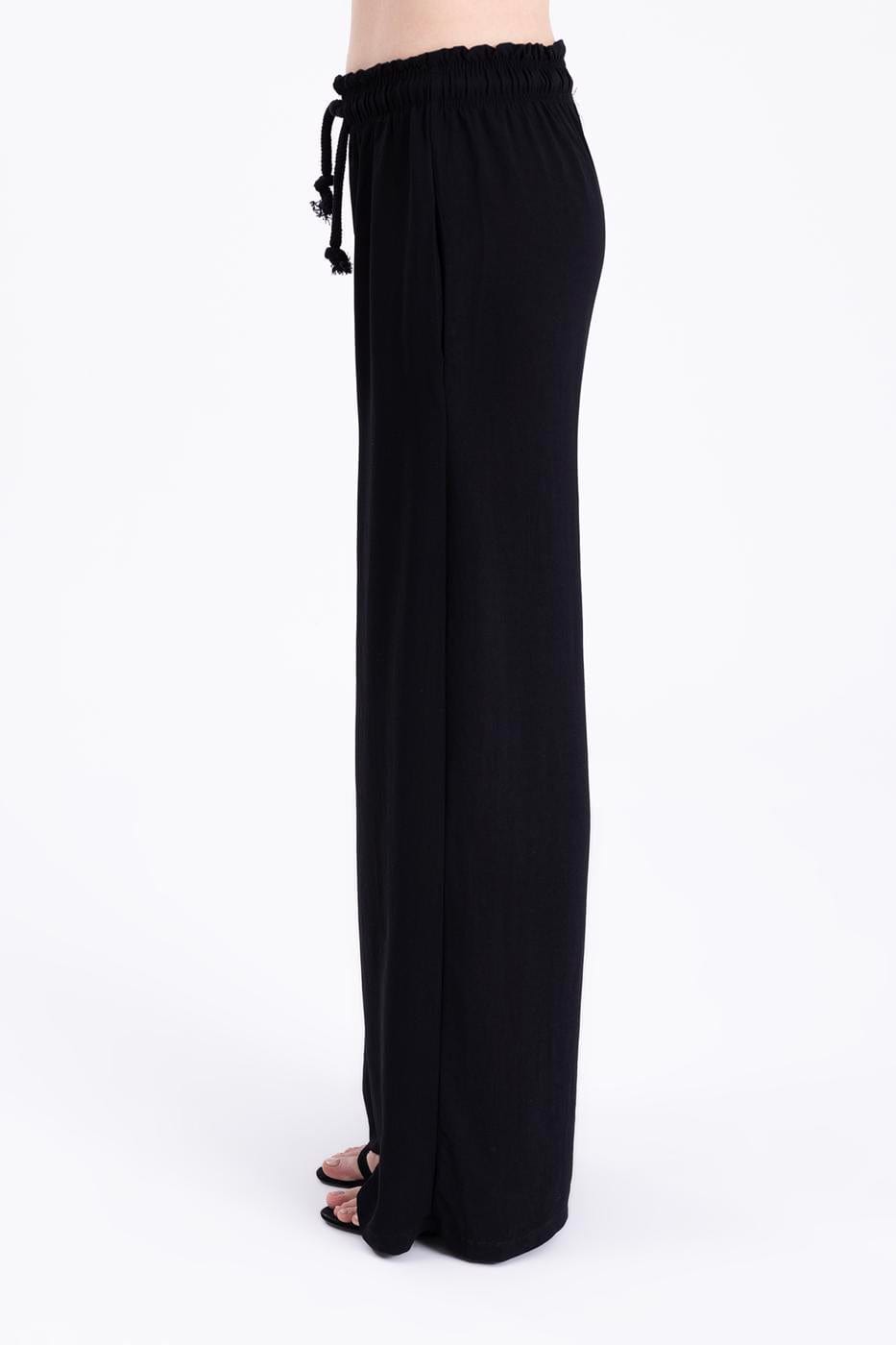 Wide Trousers With Elastic Waist Detail ZEFASH
