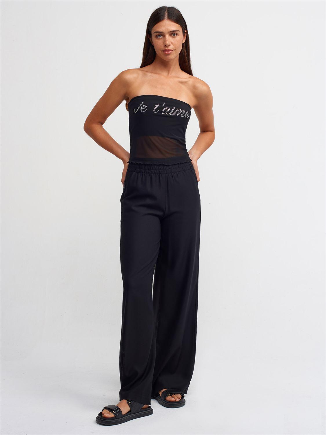 Wide Trousers with Elasticated Waist Black / S / 4 ZEFASH
