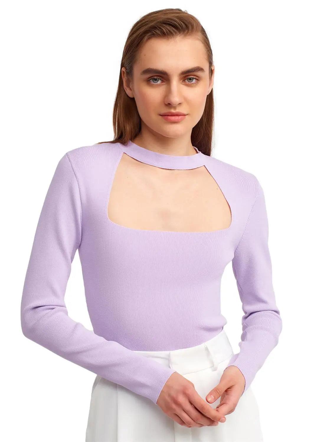 Zippered Sweater Lilac / One Size ZEFASH