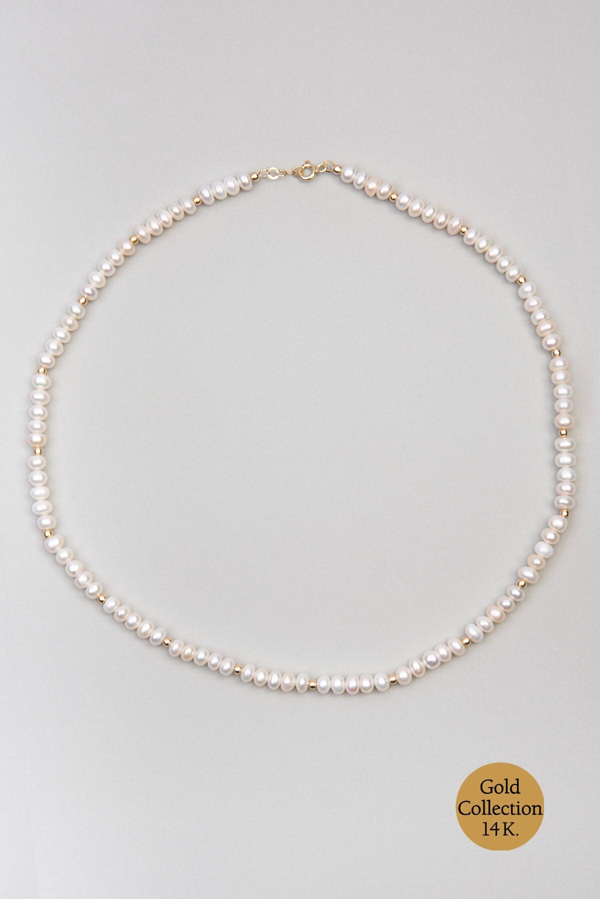 14 K Gold Necklace with Natural Pearl Stone SoChic
